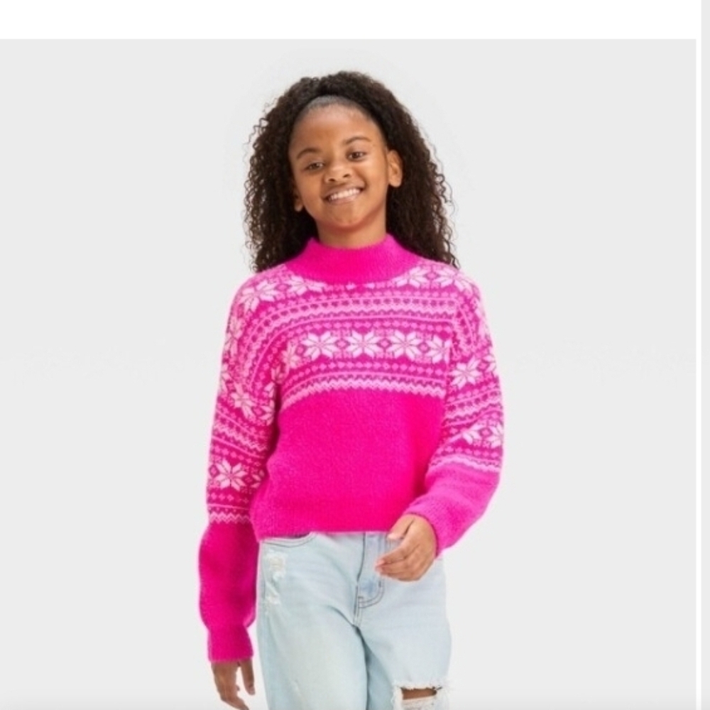 Art Class Girl' Mock Neck Pullover Sweater Size L 10-12